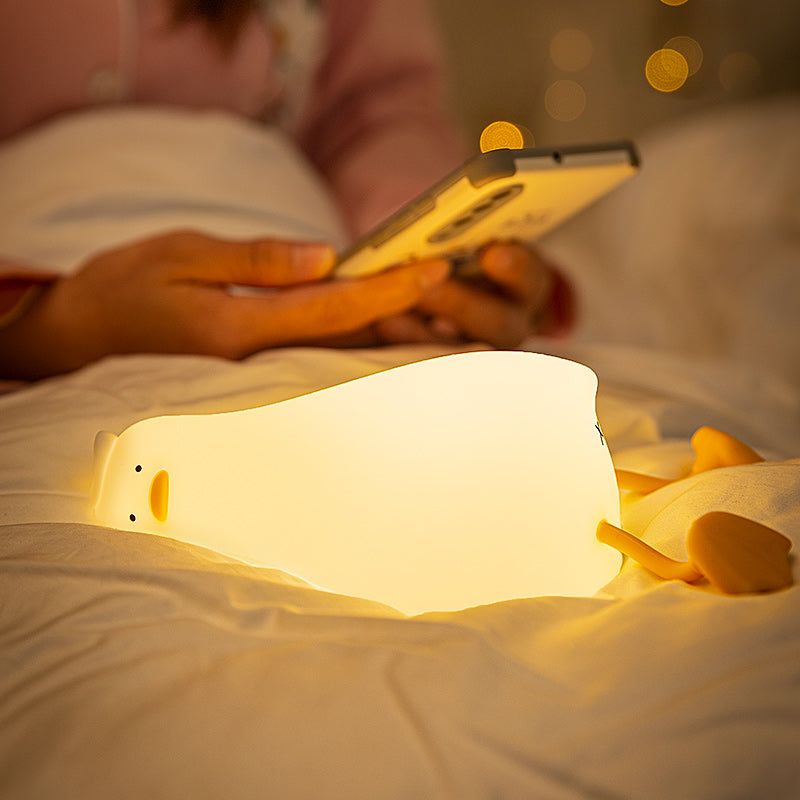 Lay Flat Duck Silicone Pat Light Night Light Baby Feeding Lamp