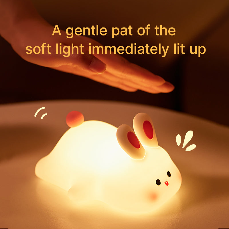 Cute Big Face Bunny Touch Night Light  USB Rechargeable Silicone Night Light