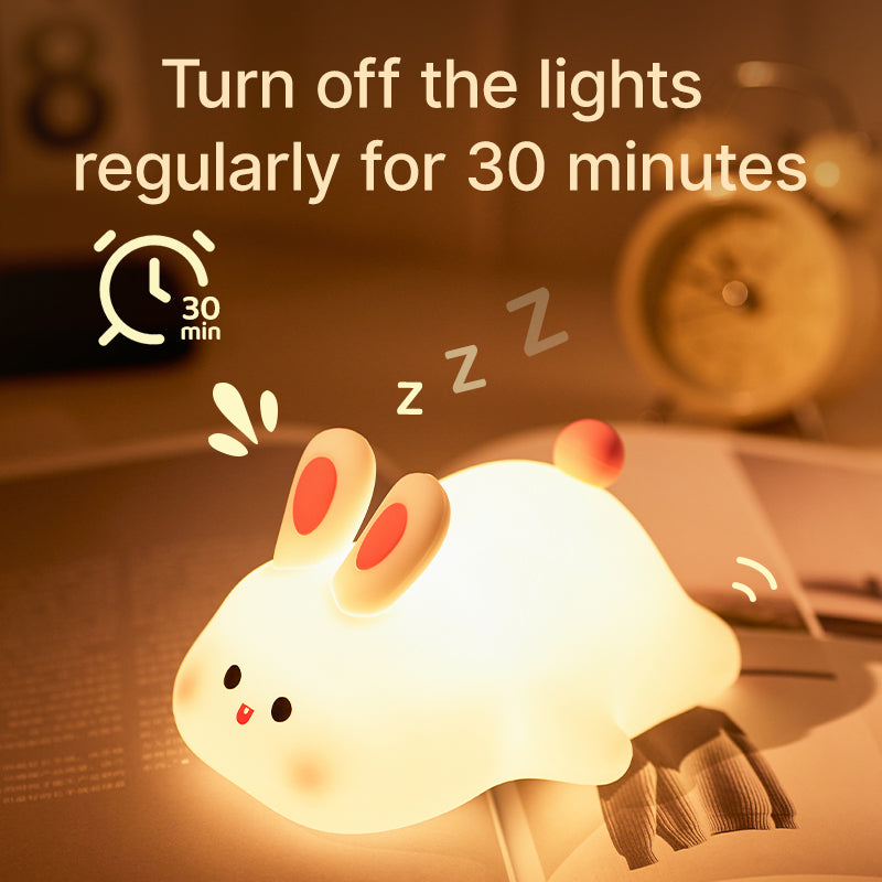 Cute Big Face Bunny Touch Night Light  USB Rechargeable Silicone Night Light