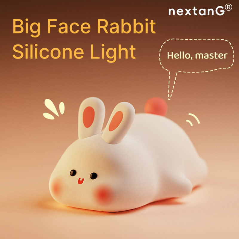 Cute Big Face Bunny Touch Night Light  USB Rechargeable Silicone Night Light