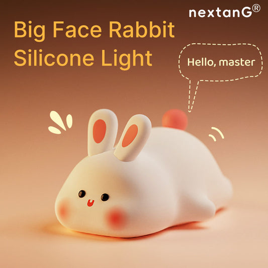 Cute Big Face Bunny Touch Night Light  USB Rechargeable Silicone Night Light