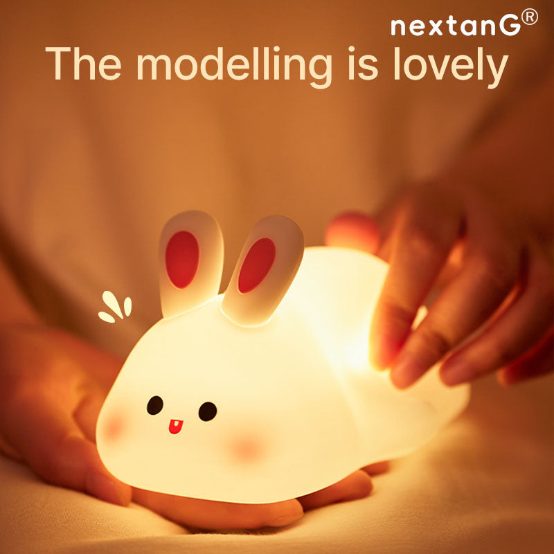 Cute Big Face Bunny Touch Night Light  USB Rechargeable Silicone Night Light